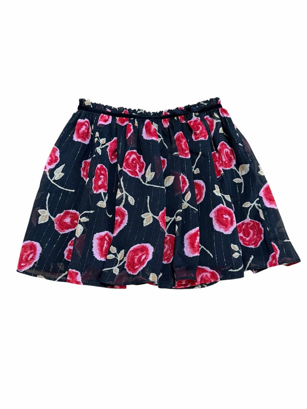 Kate Spade Girls Skirt The Rules Black Floral Metallic Mini Skirt | Size 8Y